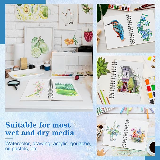 3 Pack 90 Sheet Watercolor Paper Pad 5.5“ x 8.5”, 140lb/300 GSM Cotton Cold - Image 3