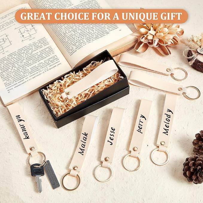 Wavyknot 100 Pcs PU Leather Keychain Blanks Bulk Laser Engraving Blanks - Image 4
