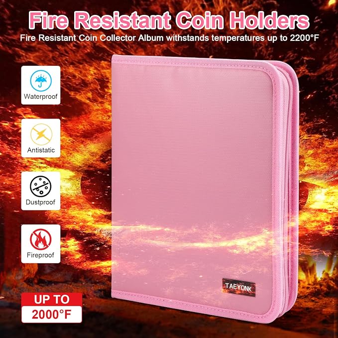 Coin Collection Book Holder for Collectors, 520 Pockets Fireproof Coins - Image 2