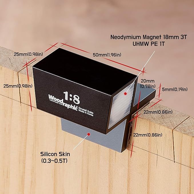 Dovetail Guide Set – 1:6 & 45°/90° Magnetic Saw Guide for Layout, Framing, and Joinery – CNC Aluminum Angle Tool for Woodworking and Cabinet Marking