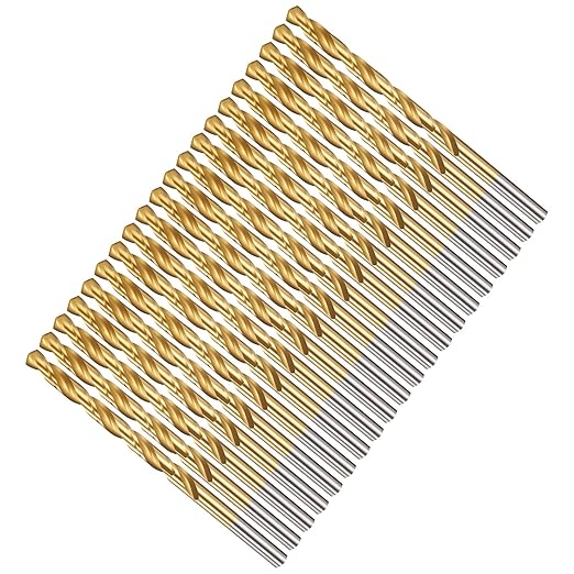 Drill Bit, 7/32" Cutting Diameter, 4341 HSS TiN Coated 135° Cutting Angle Jobber Bits - (Applications: for Drilling Soft Metal Plastic Wood), 20-Pieces