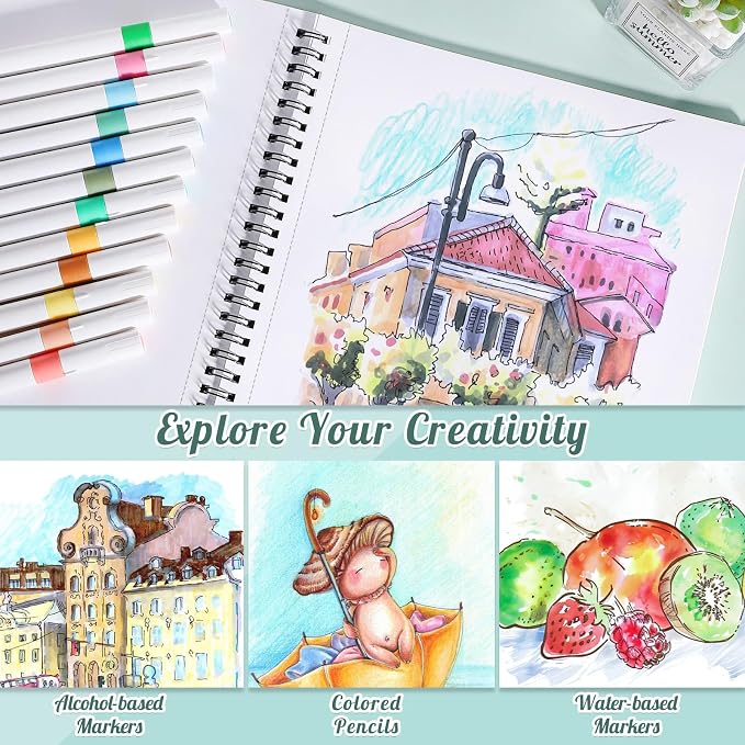 50 Sheets Marker Paper Pad, 8.3×11.7 Inch Bleedproof Art Sketch Pad, - Image 5