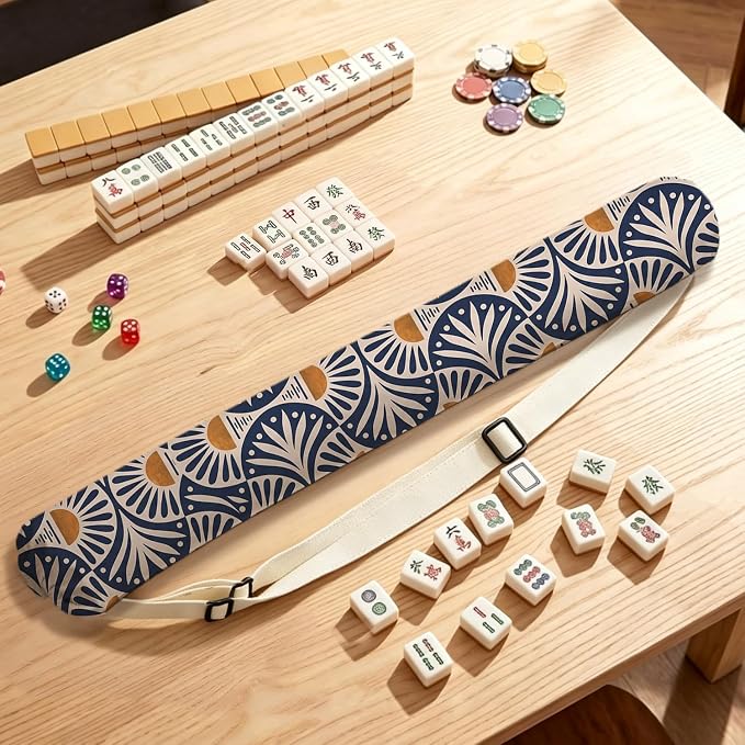 Art Deco Blue and Orange Sun Mahjong Mat Bag - Image 4
