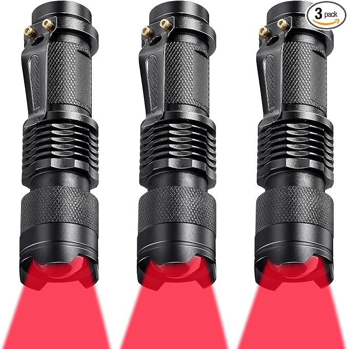 Honoson Red Light Flashlight LED Single Mode Torch 1 Mode Scalable Red Lens by Honoson