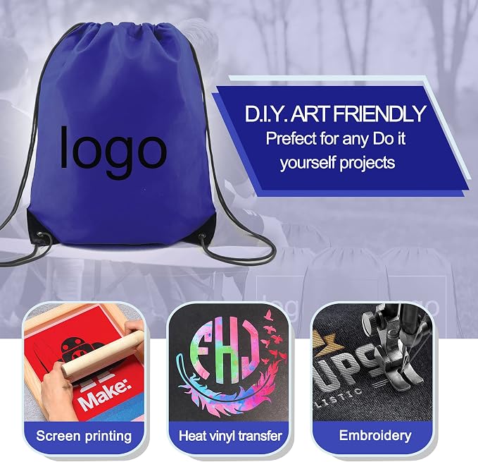 BeeGreen 20 Pieces Royal Blue Drawstring Backpack Bags Bulk Large Personalized - Image 3