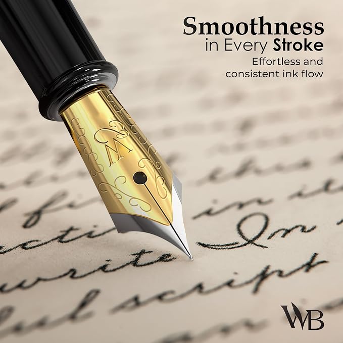 Wordsworth & Black Fountain Pen Set, 18K Gilded Extra Fine Nib, Includes 24 - Image 4
