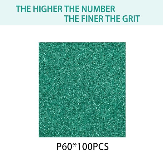 100PCS 60 Grit Premium Green Sanding Discs, 5-Inch 8-Hole Sandpaper for Random Orbital Sander