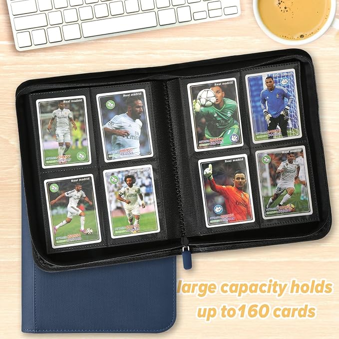 4 Pocket Ringless Side Loading Trading Card Binder, 160 Cards PU Fixed Page - Image 7