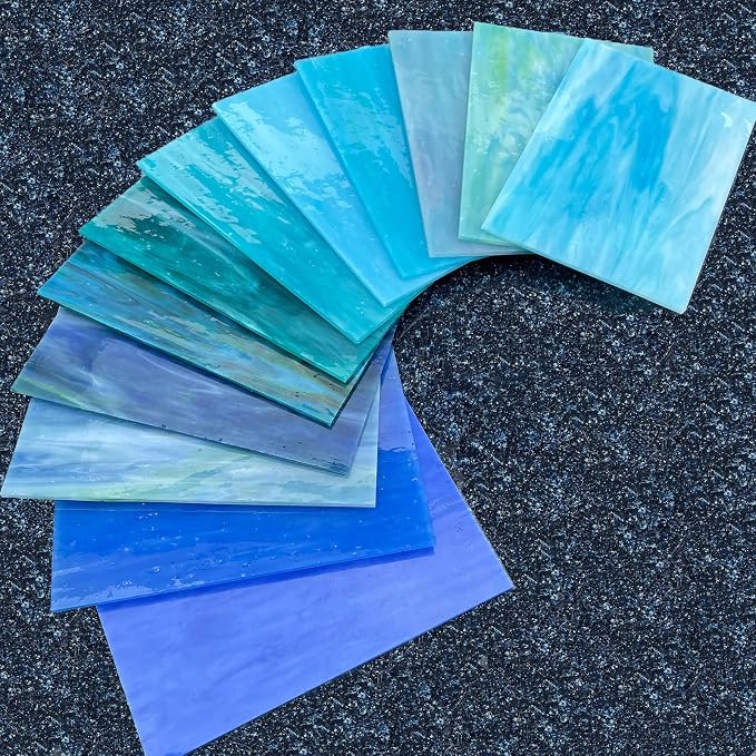 LITMIND 12 Sheets Blue Stained Glass Variety Pack, 4 x 6 Inch Smooth Opaque Art - Image 6