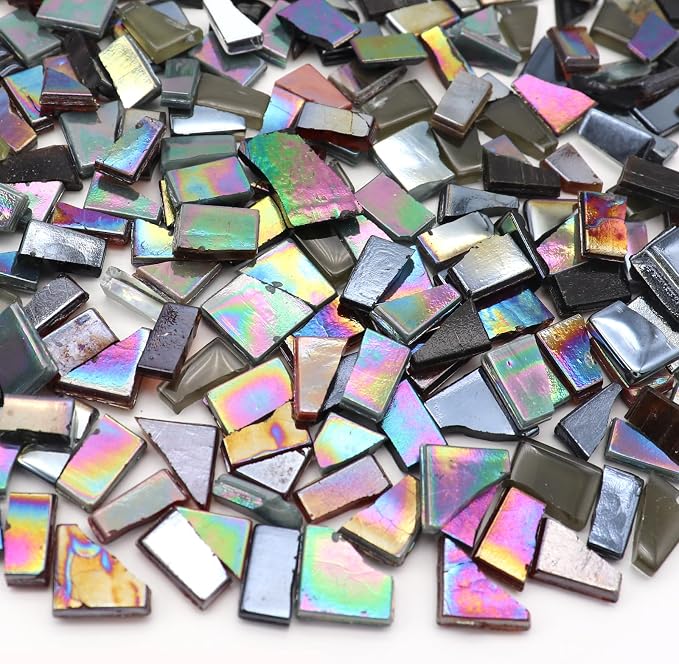 LITMIND Black Mixed Irregular Glass Mosaic Tiles - 9oz Value Pack by LITMIND