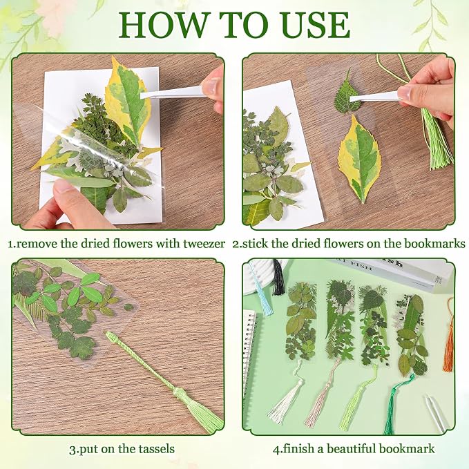 20 Sets Dried Leaves Bookmark Making Kit Transparent Bookmark DIY Projects - Image 4