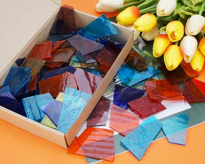 Lanyani Transparent Cathedral Stained Glass Pieces Sheets, Glass Mosaic Tiles - Image 4