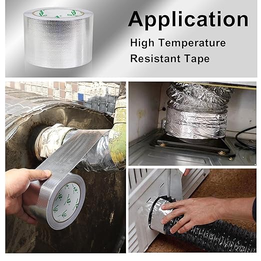 BOMEI PACK Adhesive Aluminum Foil Heat Shield Tape 2 Pack Barrier Fiberglass Thermal Insulation Reflective Material High Temp Protection (3 inch)