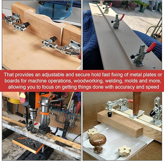 Acrux7 16 Pack Toggle Clamp, Small Toggle Clamps 60lb Holding Capacity 201-L Horizontal Adjustable Toggle Clamp Quick Release Hold Down Clamps for Woodworking, Smoker, Doors, Cabinets, Tool Boxes
