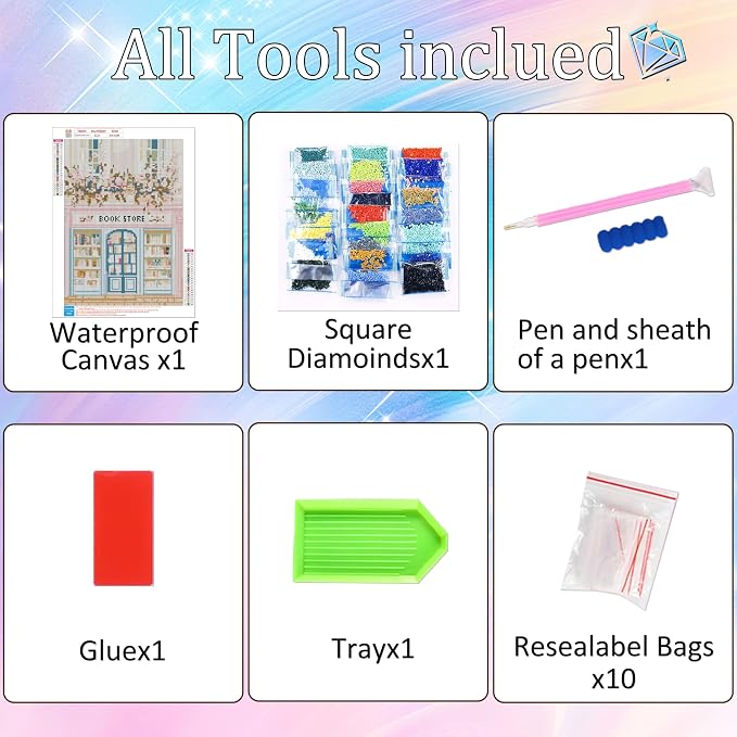 Ausanrl Bookshop Square Diamond Painting Kits - Image 4