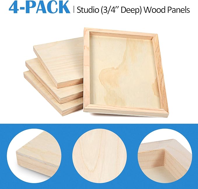 Falling in Art 4 Pack 9x12’’ Unfinished Birch Wood Panels Kit - Image 5