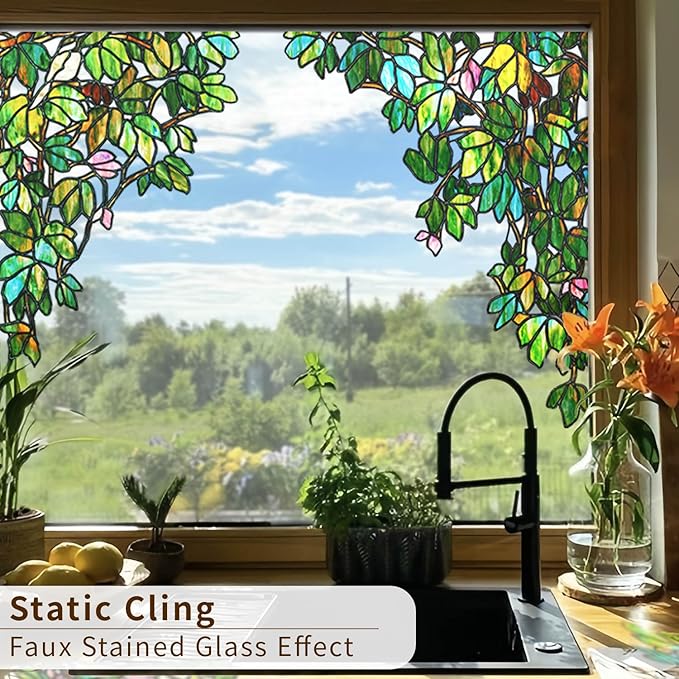 Original Hand Drawn Stained Glass Window Hanging Cling, 25.59"X35.43" - Image 5