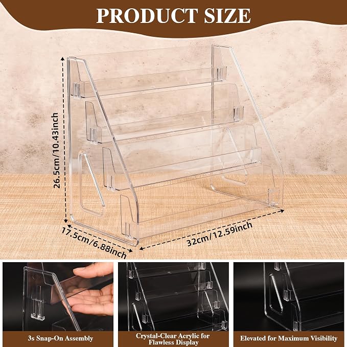 CELSOL 2 Pack Elevated 4 Tier Clear Acrylic Card Display Stand - Image 2