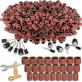 1200Pcs Sanding Drums Kit – 80/120/240 Grit Sanding Bands with 48 Drum Mandrels, 2 Self-Tightening Drill Chucks & 1 Wrench – Tool Accessories Sanding Drum Bits for Rotary Tool