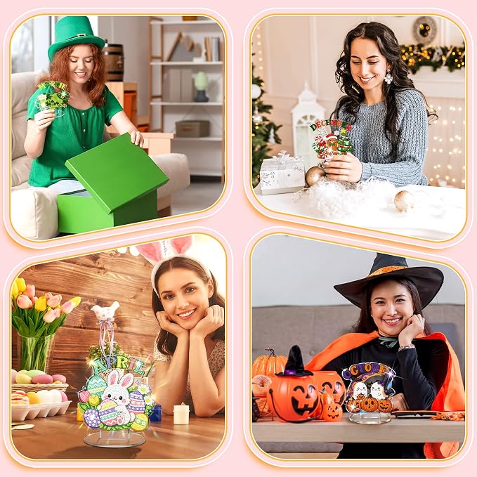 YooNotee 12 Sets Interchangeable Seasonal Diamond Art Tabletop Decorations - Image 2
