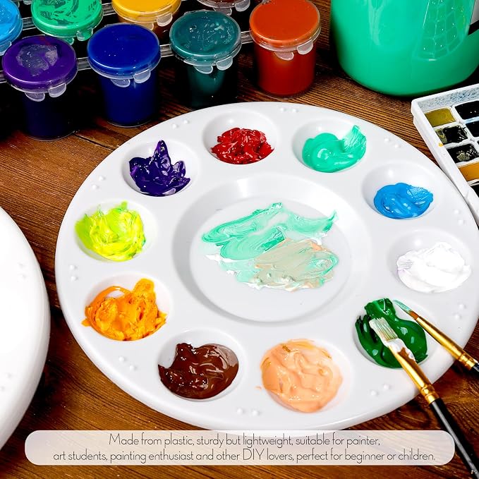 FANDAMEI White Round Paint Tray Palettes, Paint Palette Tray, Plastic Paint - Image 4