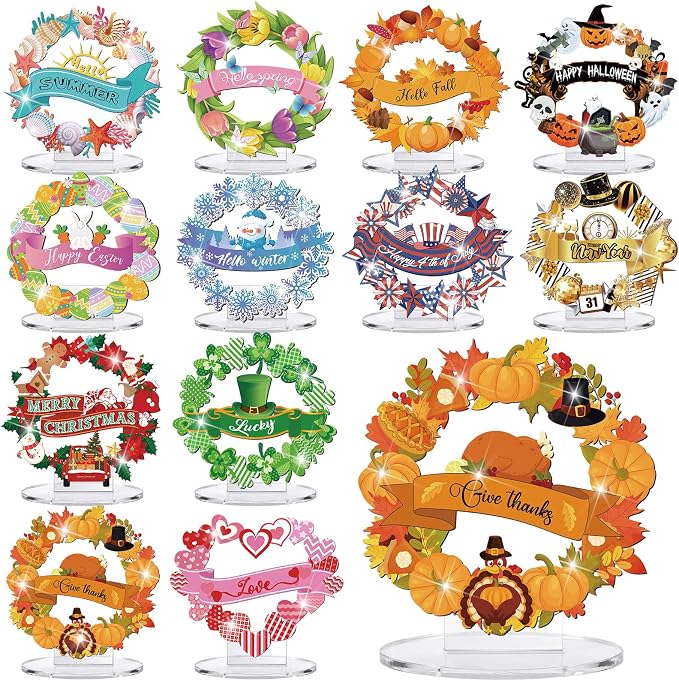 YooNotee 12 Sets Interchangeable Seasonal Diamond Art Tabletop Decorations by Unknown