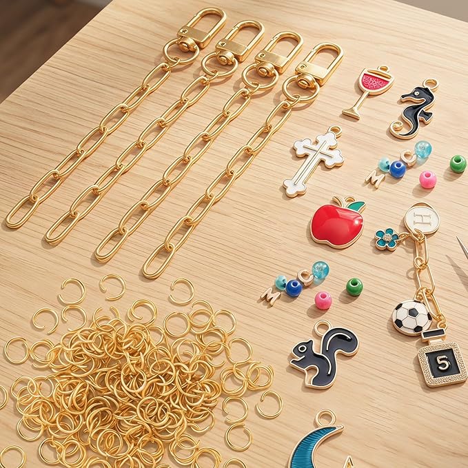 Hzopcw 235pcs Multicolor Keychain Making Kit, Swivel Snap Hook Chains - Image 6