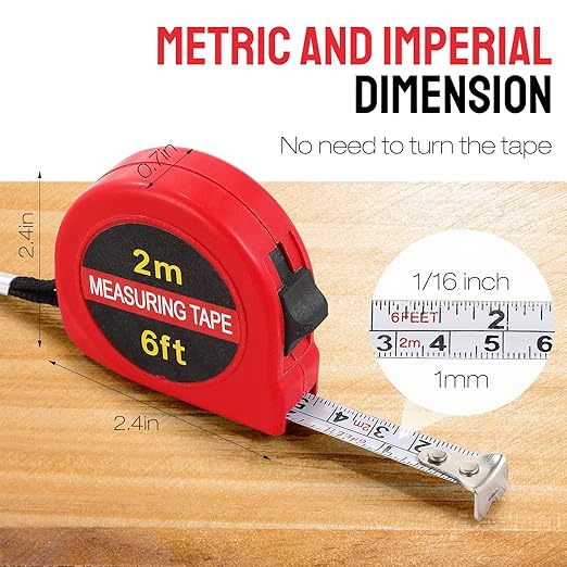 50 Pcs 6 FT Mini Tape Measure Retractable Bulk Small Measuring Tape Pocket Size Measurement Tool for Operation Christmas Items Party Favor Gifts Stuffers for Men(Red)