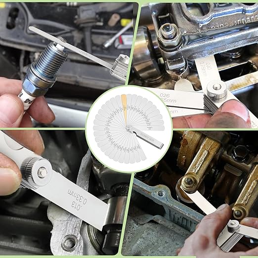 Stainless Steel Feeler Gauge 32-Blade 0.04-0.88 mm (0.0015-0.035 Inch) Precision Gap Measuring Tool for Valve Adjustment, Spark Plug Gap, Dual Marked Metric and Imperial Measuring Tools
