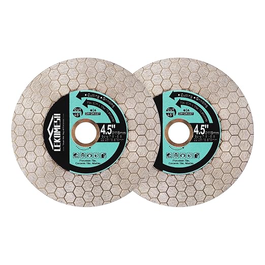 Tile Blade 4.5"/115mm - 2pcs Diamond Saw Blade Hexagon Design for Cutting and Grinding Granite Marble Ceramic Porcelain Tile,Arbor 7/8"-5/8"