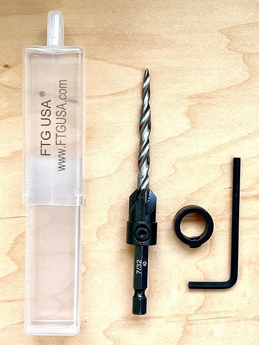 Adjustable Wood Countersink Drill Bit #12 (7/32") with Tapered Drill Bit for Woodworking