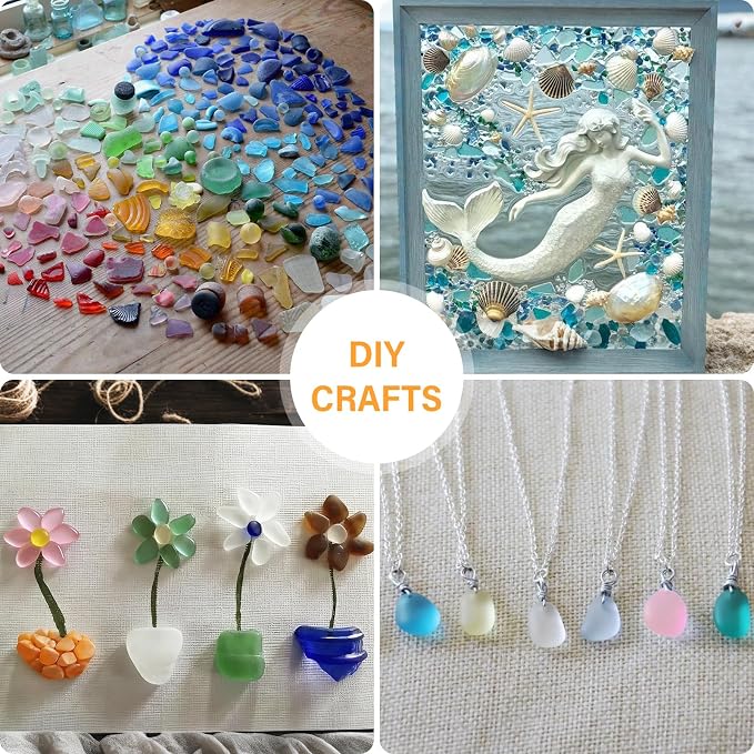QEQEKAKA Sea Glass Stones for Crafts About 1LB Glass Pebbles Gemstones Bulk for - Image 2