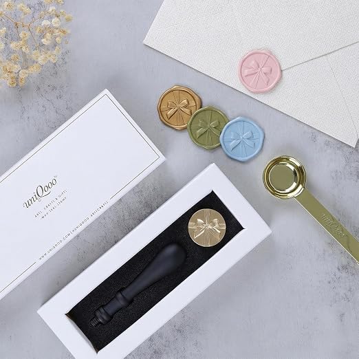 UNIQOOO 3D Relief Wax Seal Stamp, Ribbon Bow Brass Head - Image 7