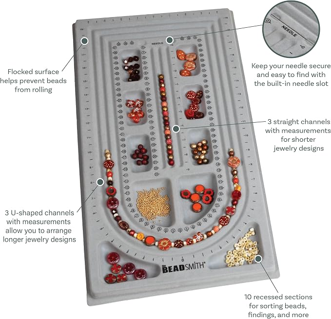 The Beadsmith Bead Board, 3 U-Shape and 3 Straight Channels, 10 x 18.5 inches - Image 4