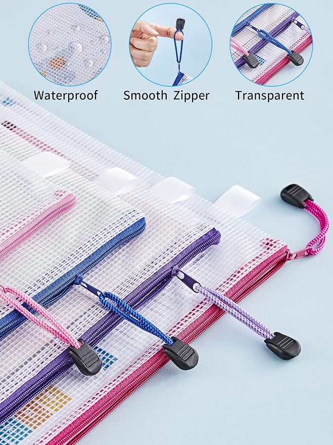 JARLINK 72Pcs Mesh Zipper Pouch Bags, 8 Sizes Waterproof Zipper Bags | - Image 4