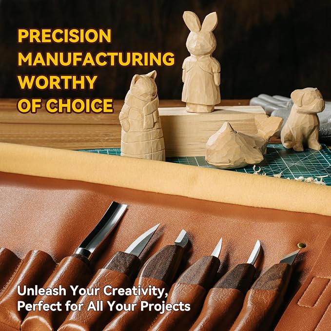 Wood Carving Kit, Deluxe Wood Carving Set, 6 Wood Carving Knives 8 Chisels 6 - Image 3