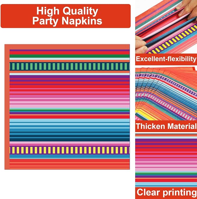 100PCS Mexican Fiesta Plates and Napkins Sets 5 Mayo Plates Mexican Fiesta - Image 5