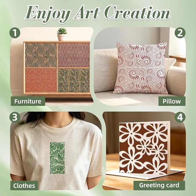 Texture Stencils for Crafts Reusable 16Pcs Stencils | DIY Art Painting Stencil - Image 5
