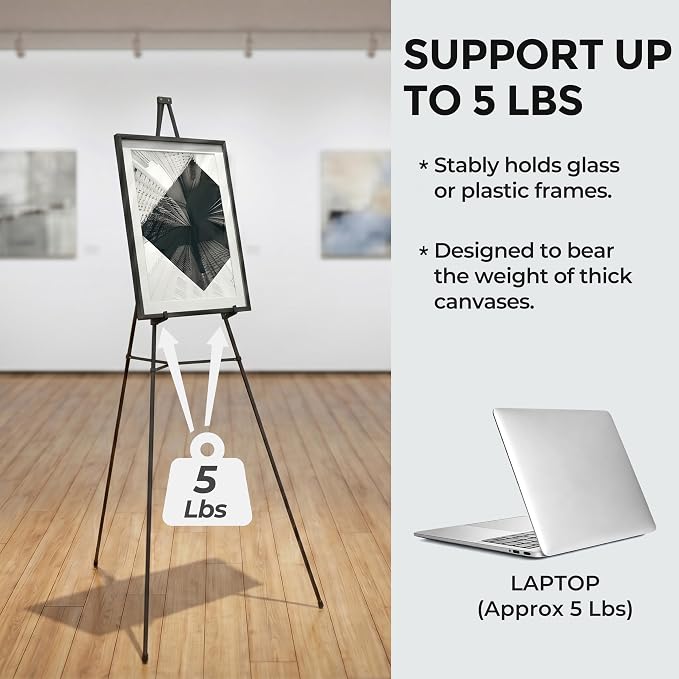 Nicpro Folding Easels for Display, 3 Pack 63 Inch Metal Floor Easel Stand - Image 7