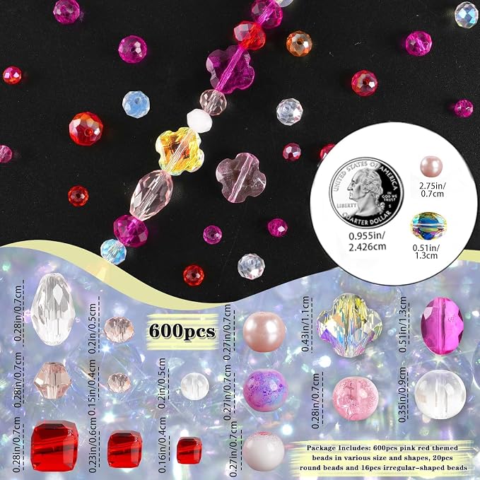 636pcs Glass Beads for Jewelry Making - Image 3