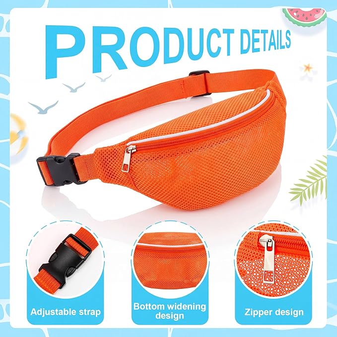 Hsei 2 Pcs Mesh Shell Bags for Beach Shelling Seashell Collecting Fanny Pack - Image 2
