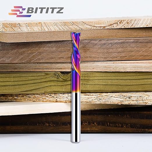 Downcut Spiral Router Bit 1/4 Inch Cutting Diameter 1 Inch Cutting Length and 3 Inch Overall Length, CNC Router Bits End Mill for Wood Cutting, Slot Mortise, Engraving