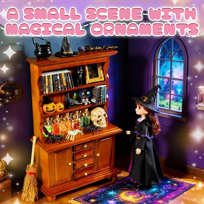 Rileryan 53 Pcs 1:12 Scale Magic Witchy Mini House Kit Halloween Miniatures - Image 4