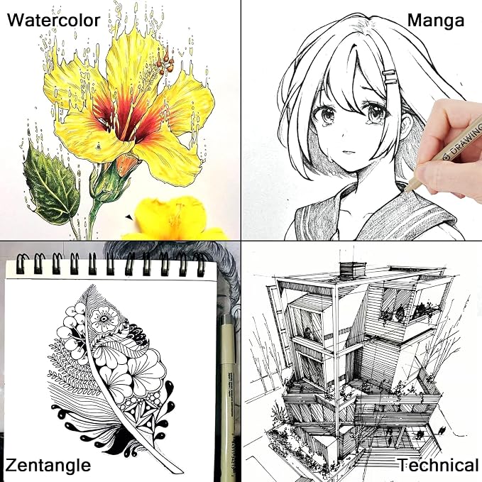Muchcute Micro Fineliner Drawing Art Pens: 16 Black Fine Line Waterproof Ink - Image 7