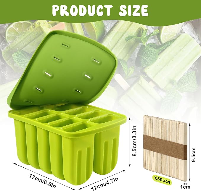 10 Cavity Popsicles Molds with 50 Pcs Popsicle Sticks, Bpa-free ice Pop Mold - Image 2