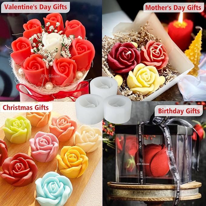 3 PCS 3D Rose Silicone Molds, 3D Flower Candle Mold Soap Candle Resin | - Image 6