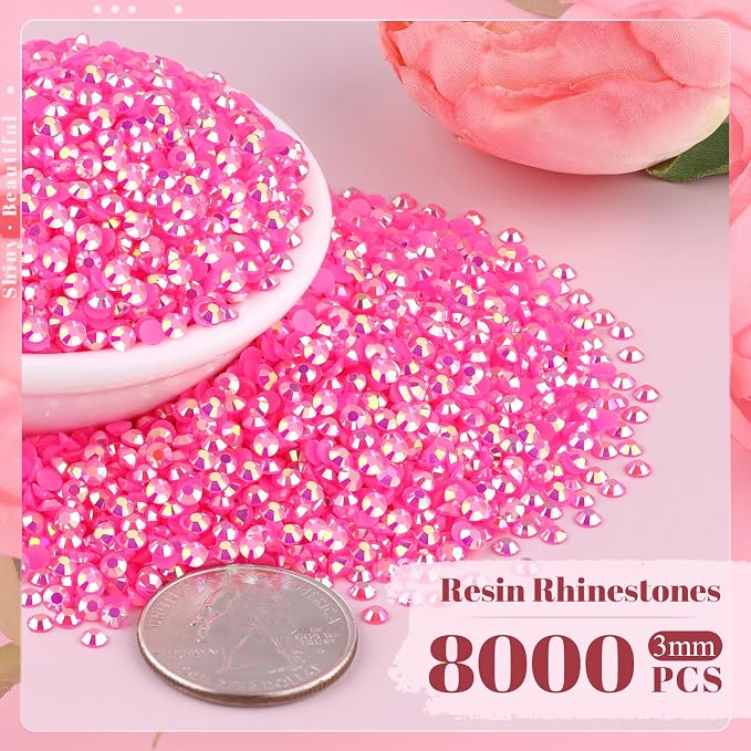 8000PCS 3mm Resin Jelly Rhinestones in Bulk, Bedazzling Flatback Crystals - Image 2
