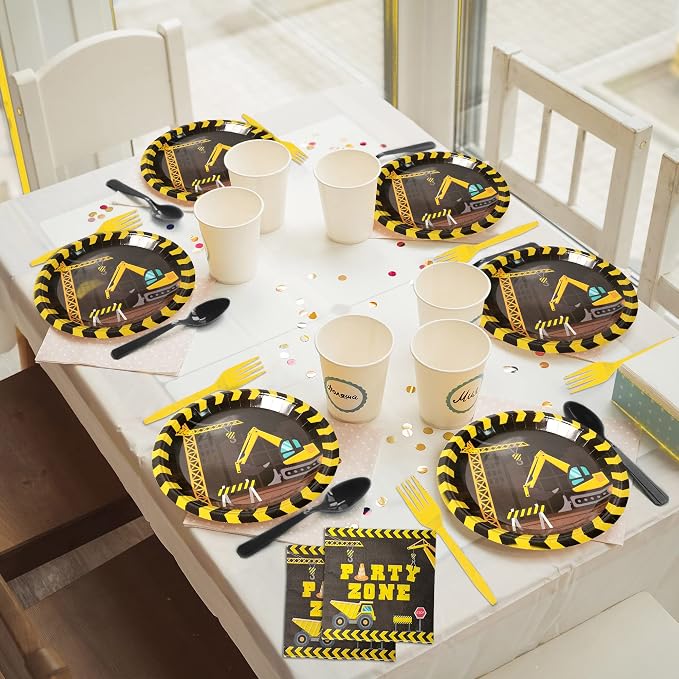 96pcs Construction Birthday Party Supplies Construction Theme Paper Plates and - Image 6