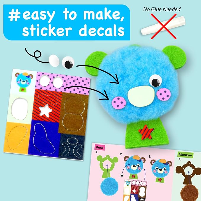 EZCRA Pom Pom Animal Craft Kit - Image 5