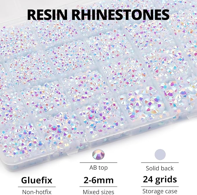 31000Pcs White AB Rhinestones for Bedazzling, Iridescent Multi Sizes 2-6mm - Image 3